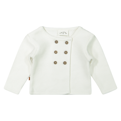 Flowerpower gebreid vest | Gebroken wit