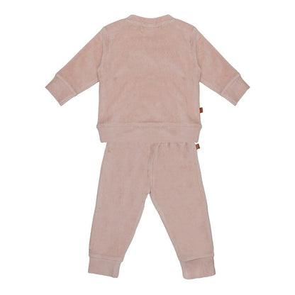 F&D Velours babypyjama | Sepia-roos