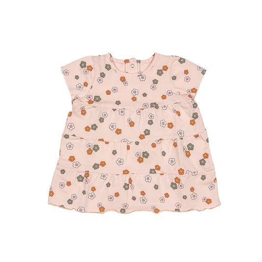 Flowerpower jurk met ruches | Roze