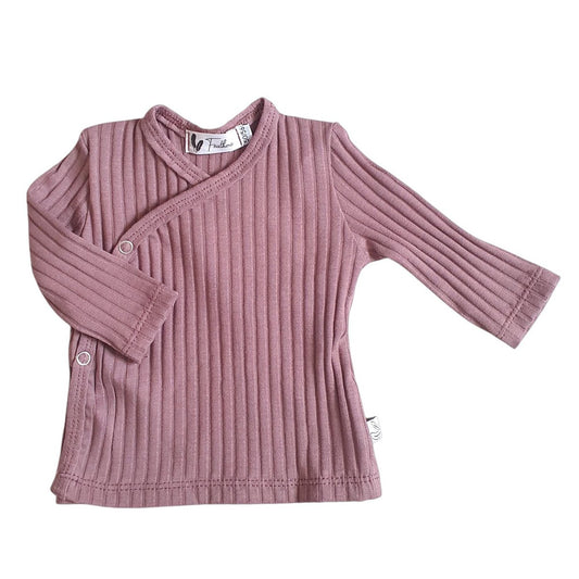 Overslagshirtje wide rib jersey mauve