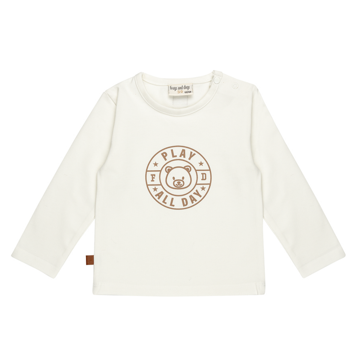 Speel de hele dag Baby Shirt Emblem | Wit alyssum