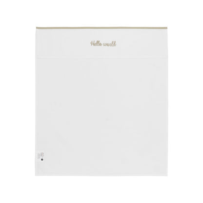 Laken borduur Hello World Sand
