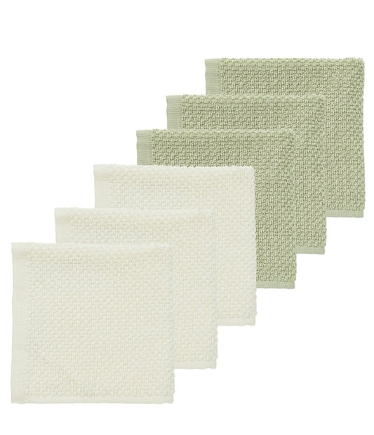 Monddoekjes badstof Popcorn Natural/Soft Olive 30x30cm - 6-Pack