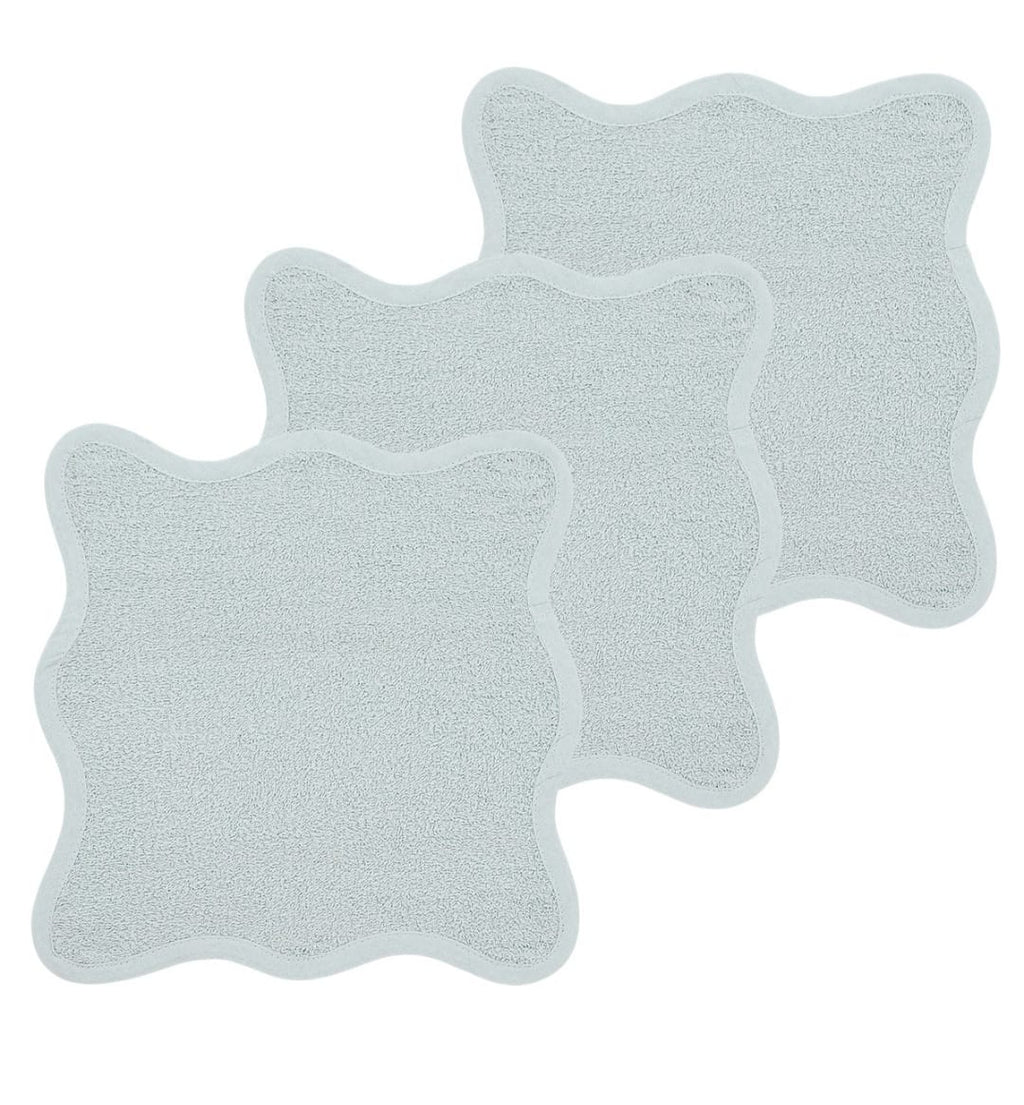 Monddoekjes badstof Wavy Grey Blue 30x30cm - 3-Pack
