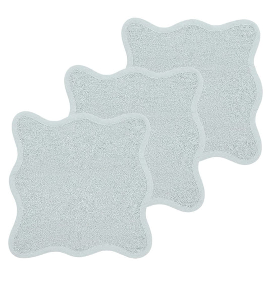 Monddoekjes badstof Wavy Grey Blue 30x30cm - 3-Pack