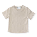 Shirt V-neck waffle dark beige
