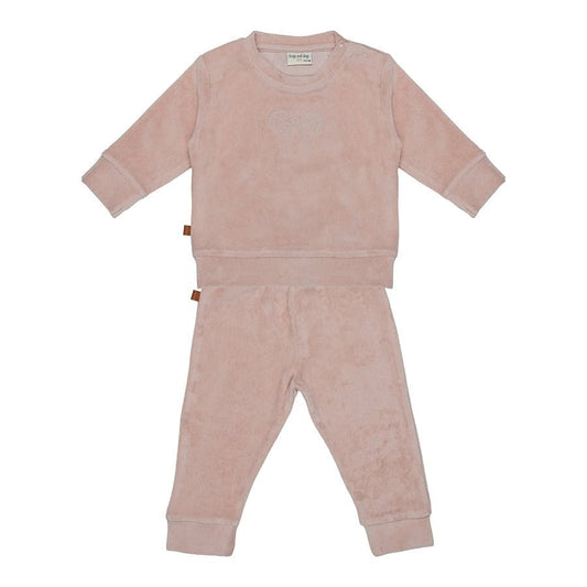 F&D Velours babypyjama | Sepia-roos