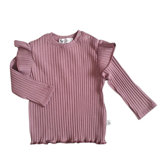 Longsleeve ruffle Wide rib jersey Mauve