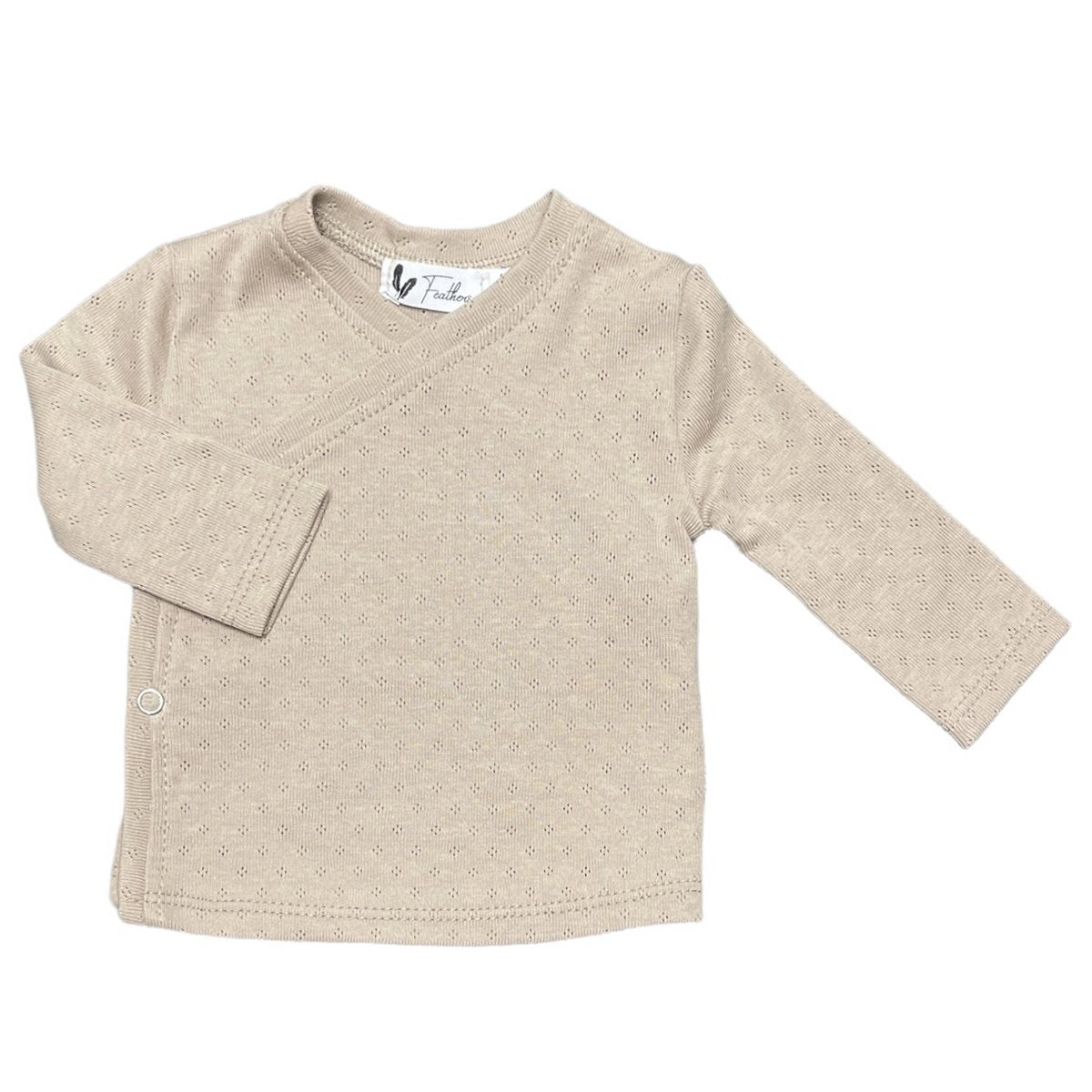 Overslagshirtje pointelle dark beige