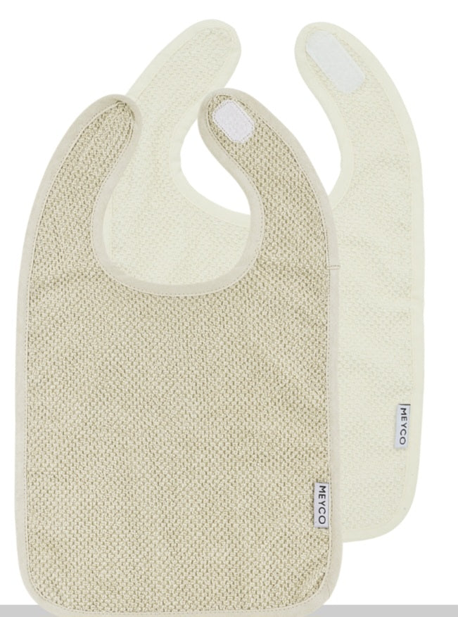 Meyco baby popcorn slab met klittrnband - 2 stuks - naturel/ soft sand