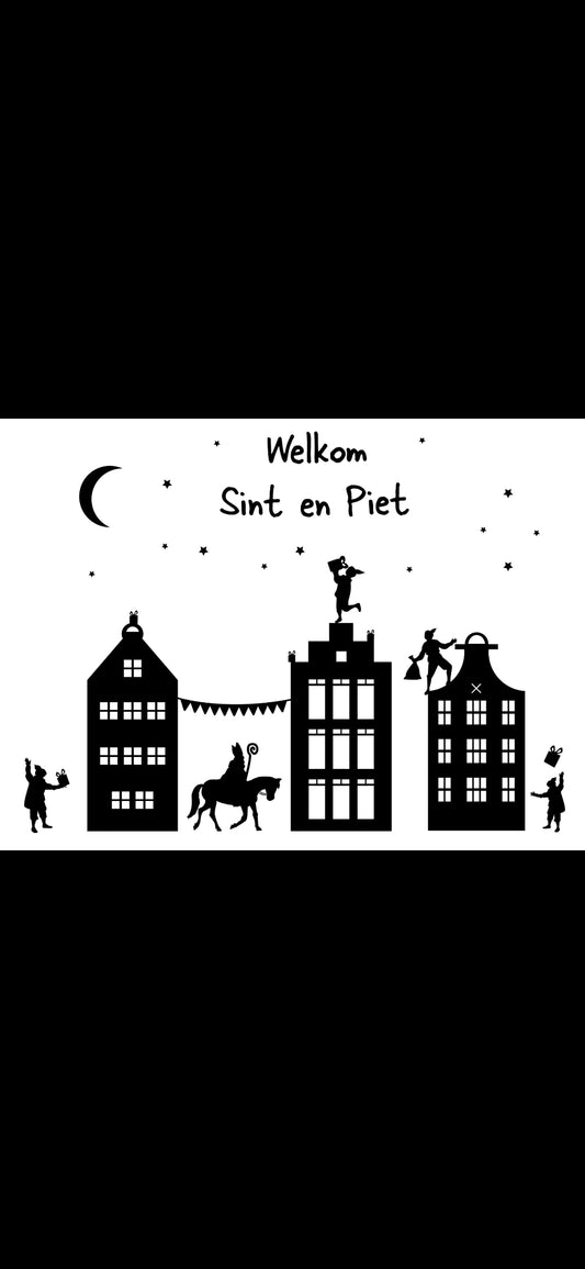 Welkom sint en piet raamsticker